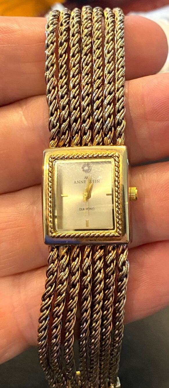 Women's 20mm Gold Tone Anne Klein Diamond Watch, 10/7670